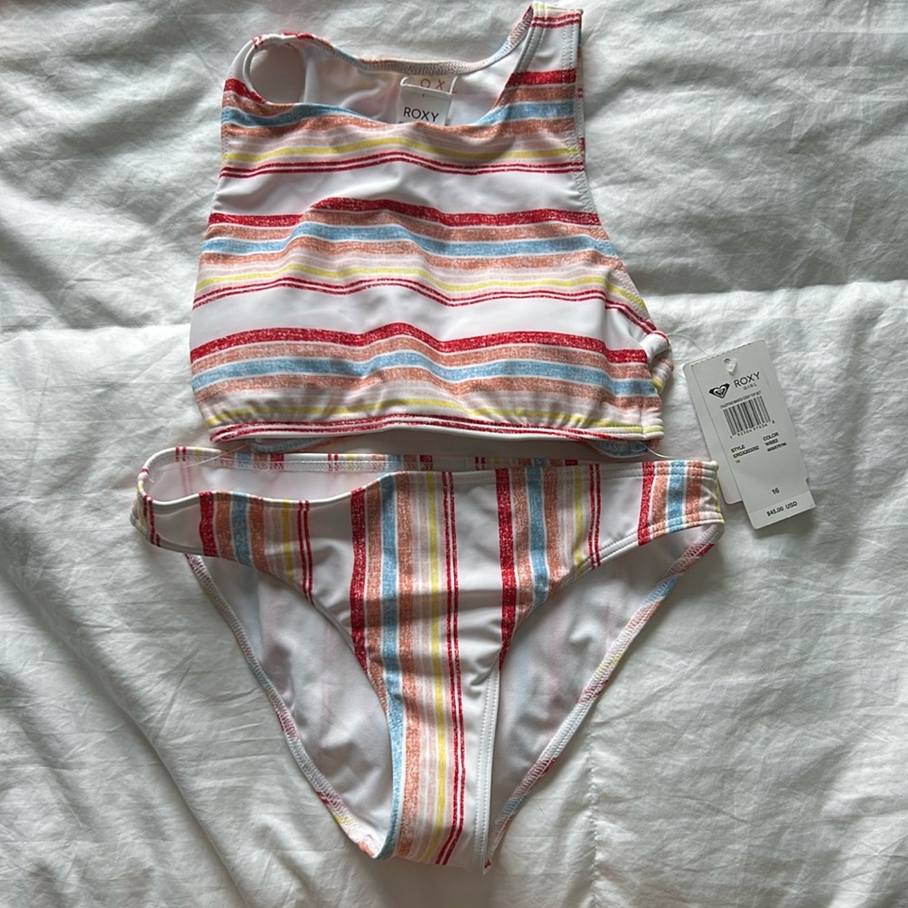 Roxy girls bikini striped size 16
